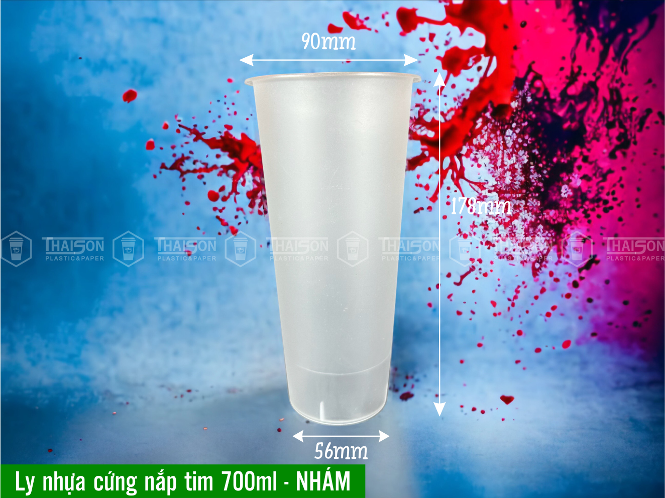 Ly Nhựa Cứng Nắp Tim 700ml Nhám