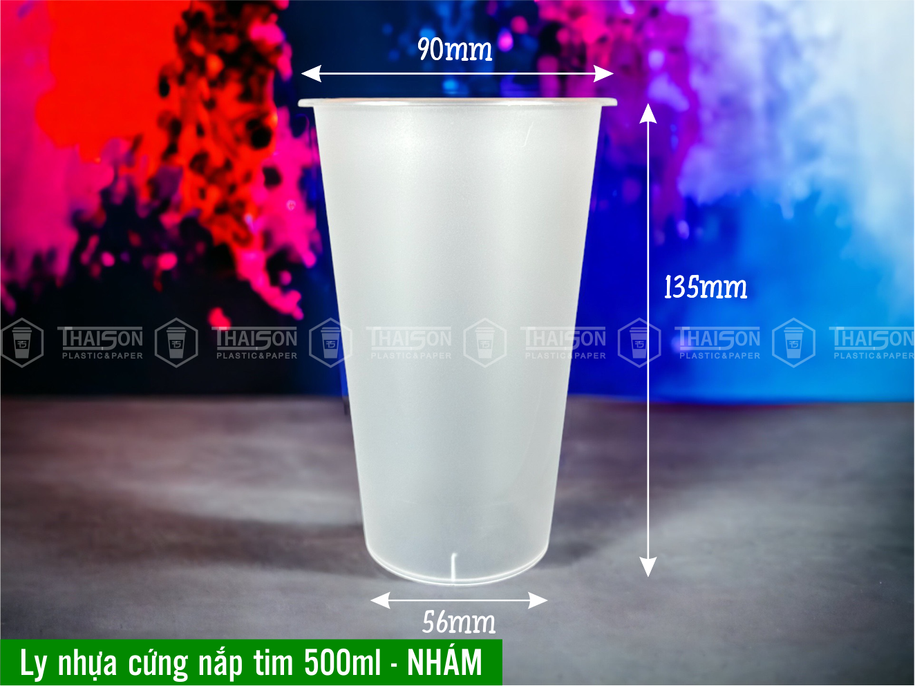 Ly Nhựa Cứng Nắp Tim 500ml Nhám
